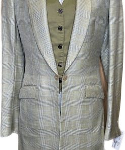 SAGE WITH BLUE AND GREEN GLEN PLAID BECKER BROTHERS DAY COAT